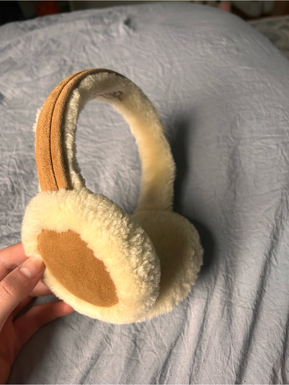 UGG Shearling Ear Muffs in Cream & Tan